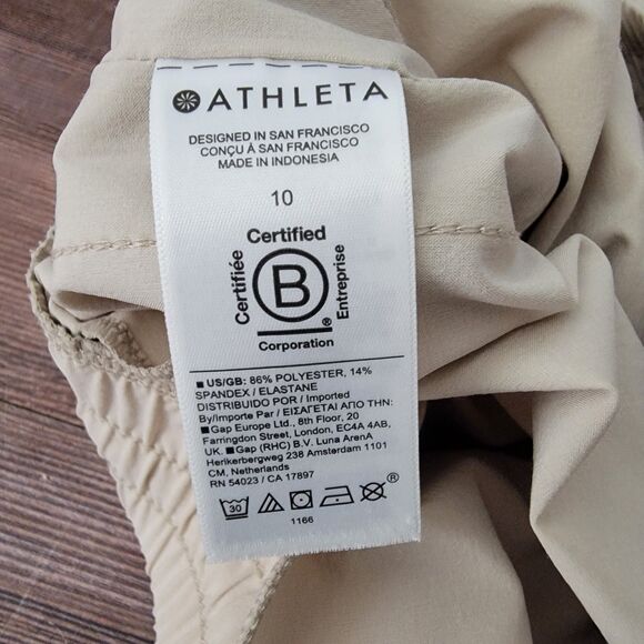 Athleta Avenue Wide Leg Crop Pants Women's 10 Beige Stretch Drawstring Pockets - Picture 10 of 12